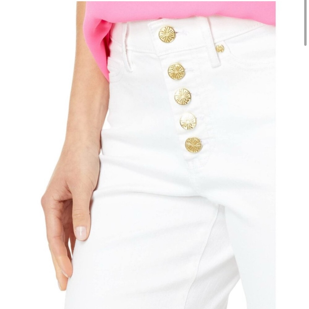 White Jeans with Gold Buttons Lily Pulitzer